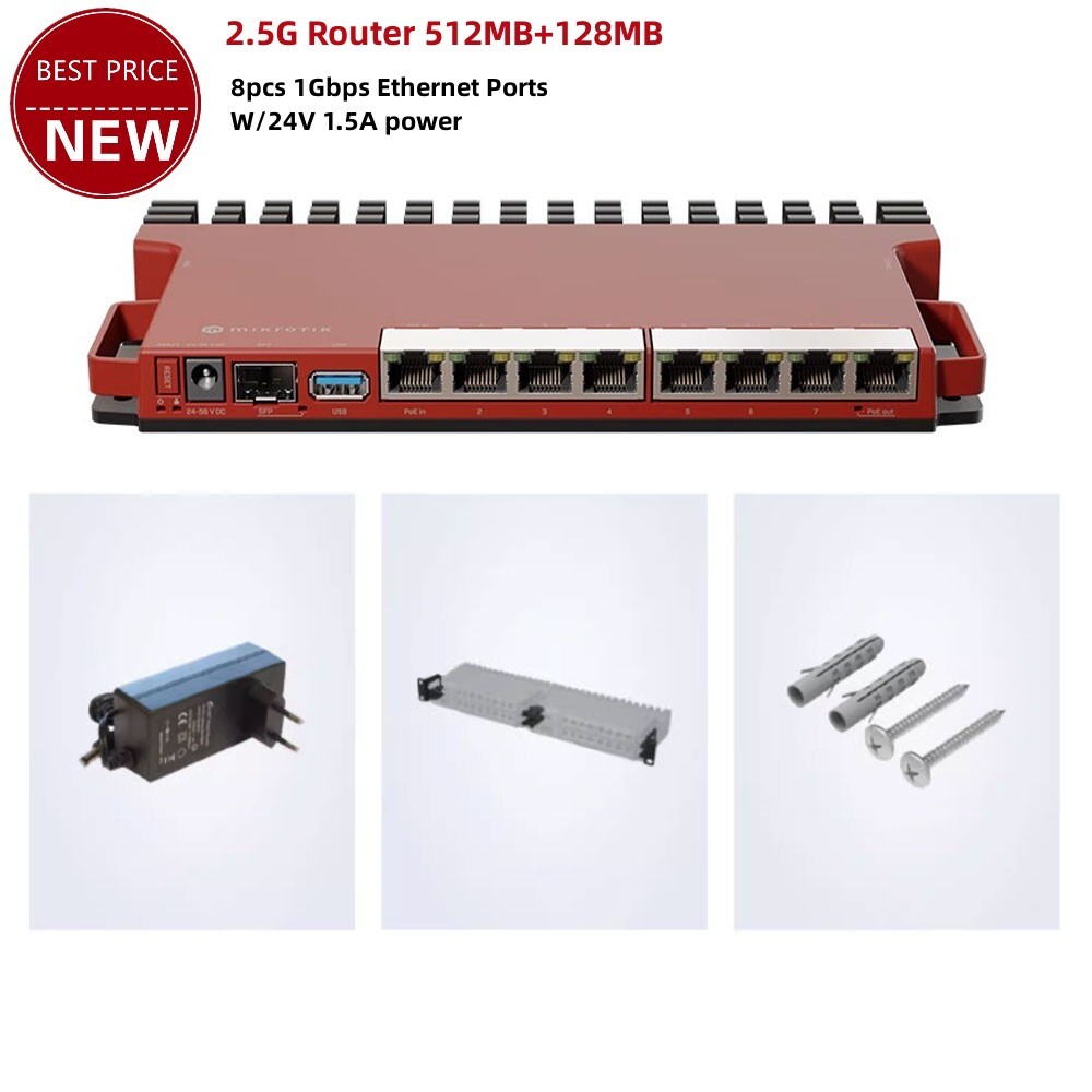 2.5G Router 512MB+128MB 2-Core w/ 8pcs 1Gbps Ethernet Ports + Power L009UiGS-RM