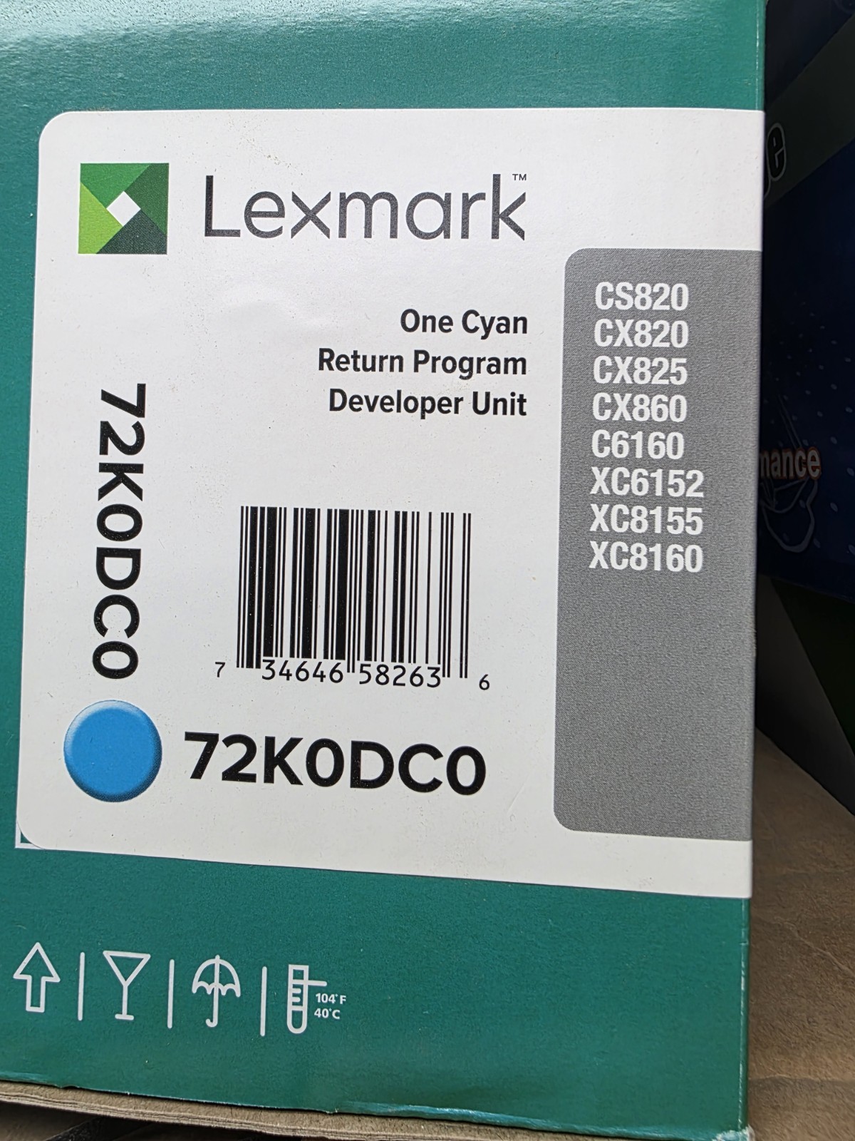 Lexmark 72K0DC0 Cyan Return Program Developer Unit for CS820 CX820 CX825