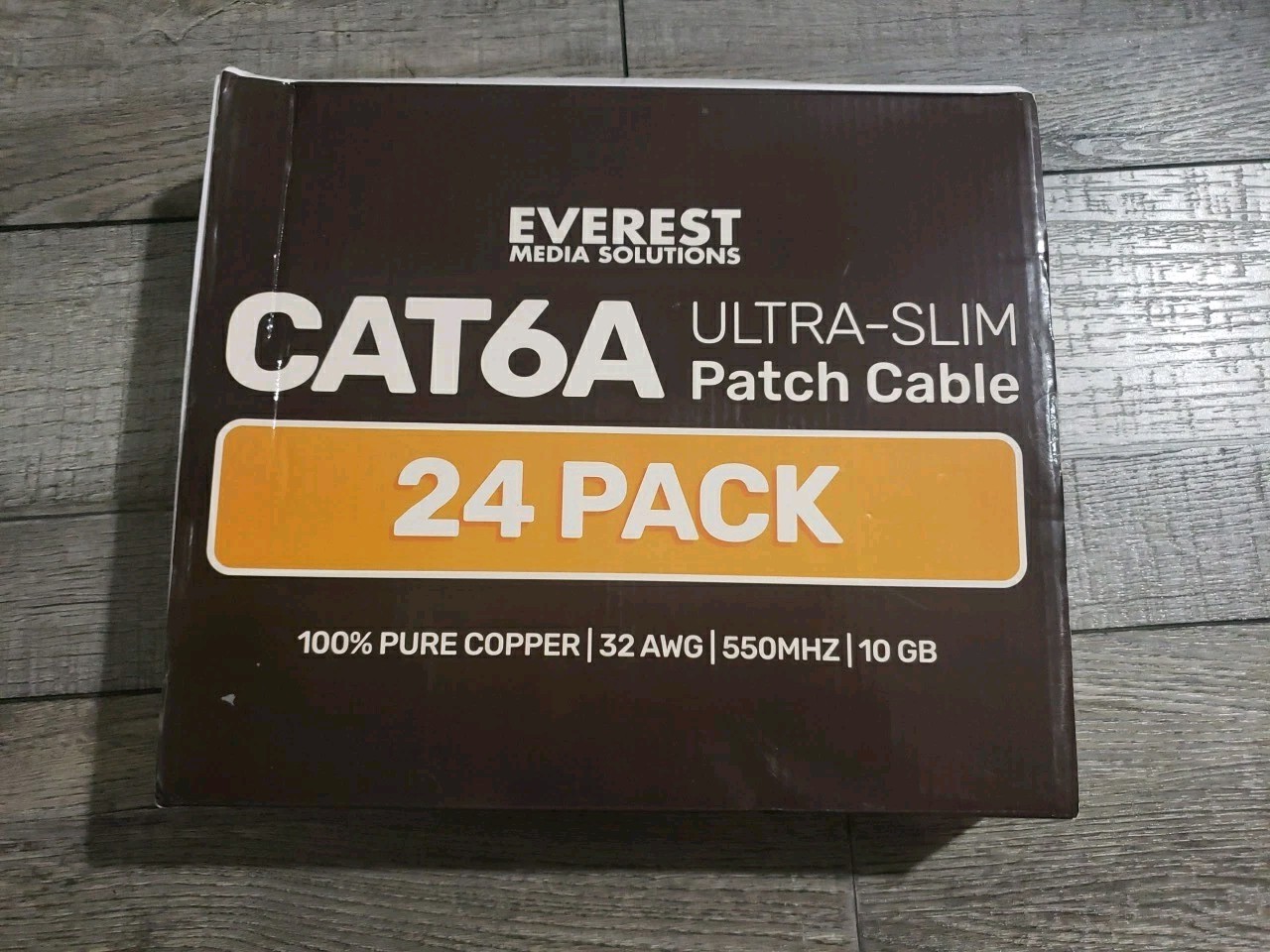 Everest Ultra Slim Cat6a Ethernet Patch Cables 7ft (24-Pack) Gray, SEALED 