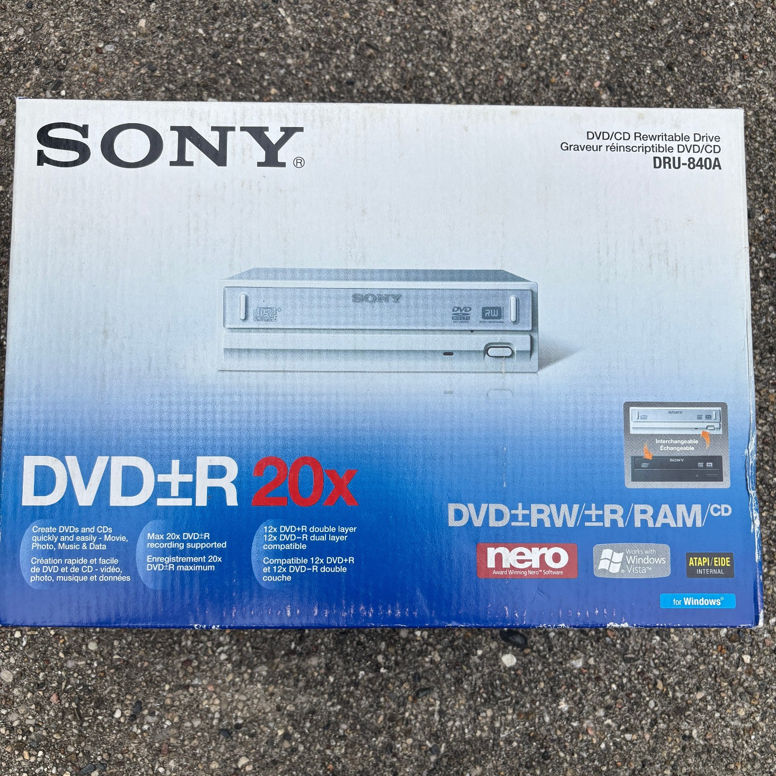 Sony DRU-840A DVD+R 20X DVD/RW/R/CD Rewritable Drive With Driver Disc