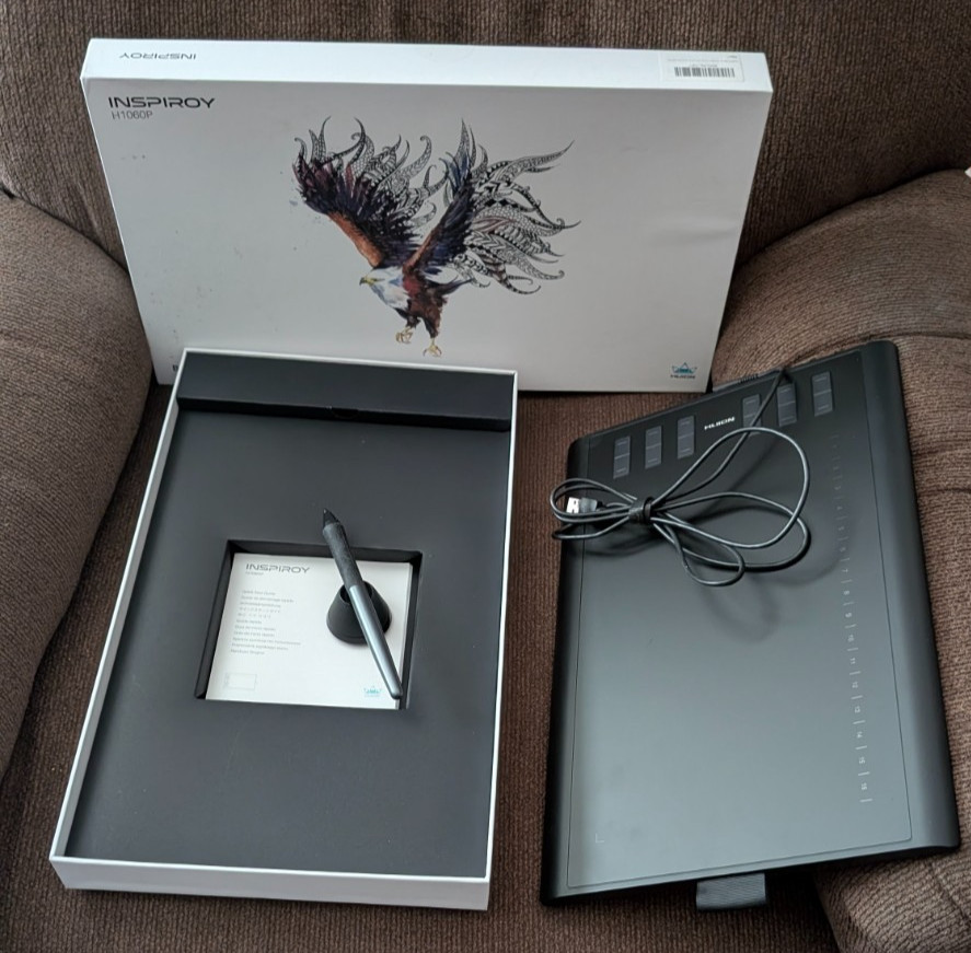 Huion Inspiroy H1060P Graphics Tablet (Lightly Used)  Battery-Free Stylus, Boxed
