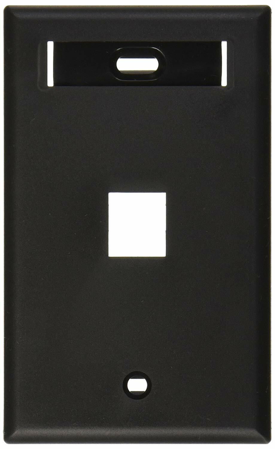 Leviton 42080-1ES QuickPort Wallplate with Id Window, Single Gang, 1-Port, Black