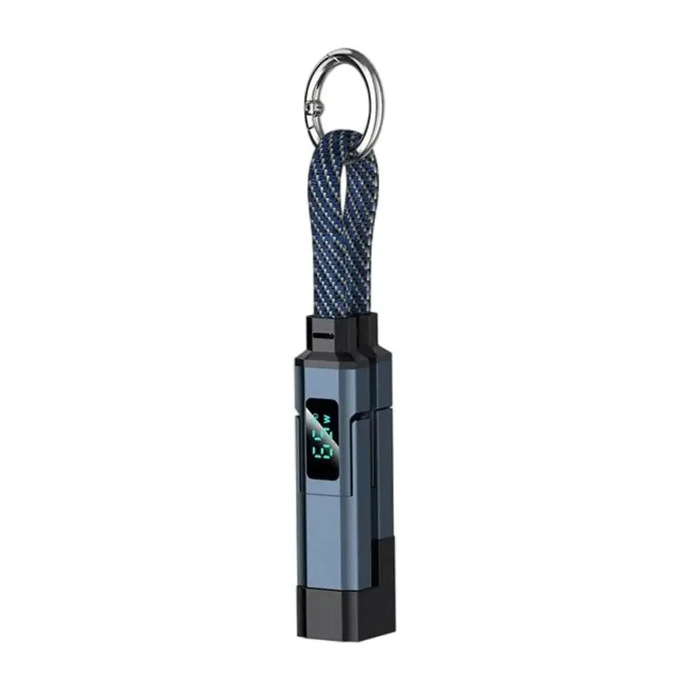 4-in-1 65W USB-C Charging Cable Keychain Fast Charger w/ Power Display