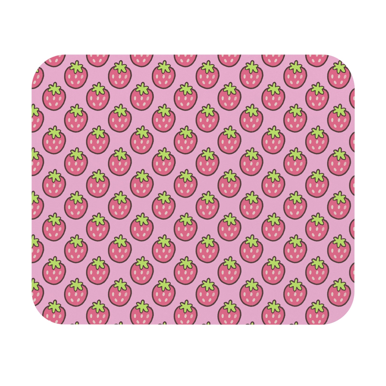 Strawberry Pattern Mouse Pad | Pink Cute Fruit Desk Mat