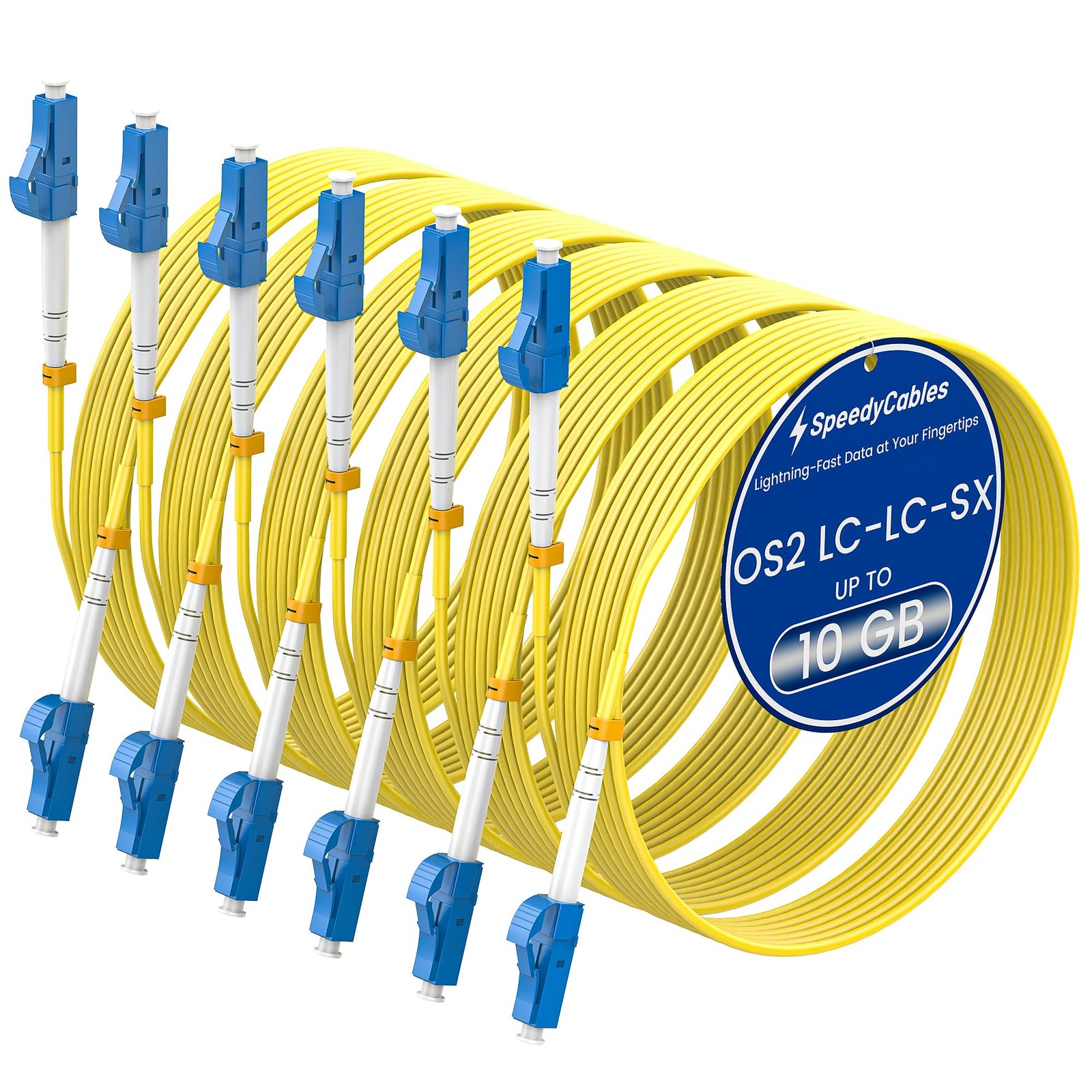 6 PCS OS2 LC To LC Single Mode Fiber Patch Cable 5m 16ft 10Gb 9/125um Yellow