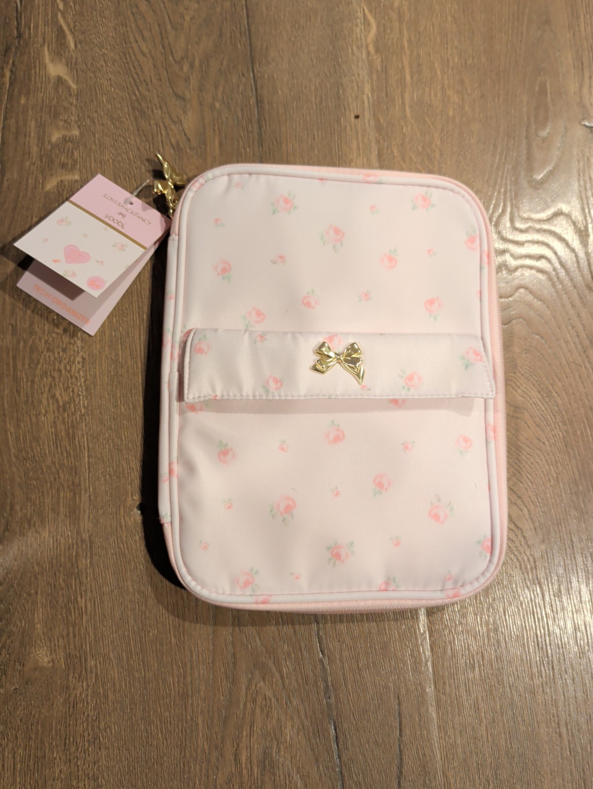Yoobi x LoveShackFancy Pink Floral Padded Tech Organizer