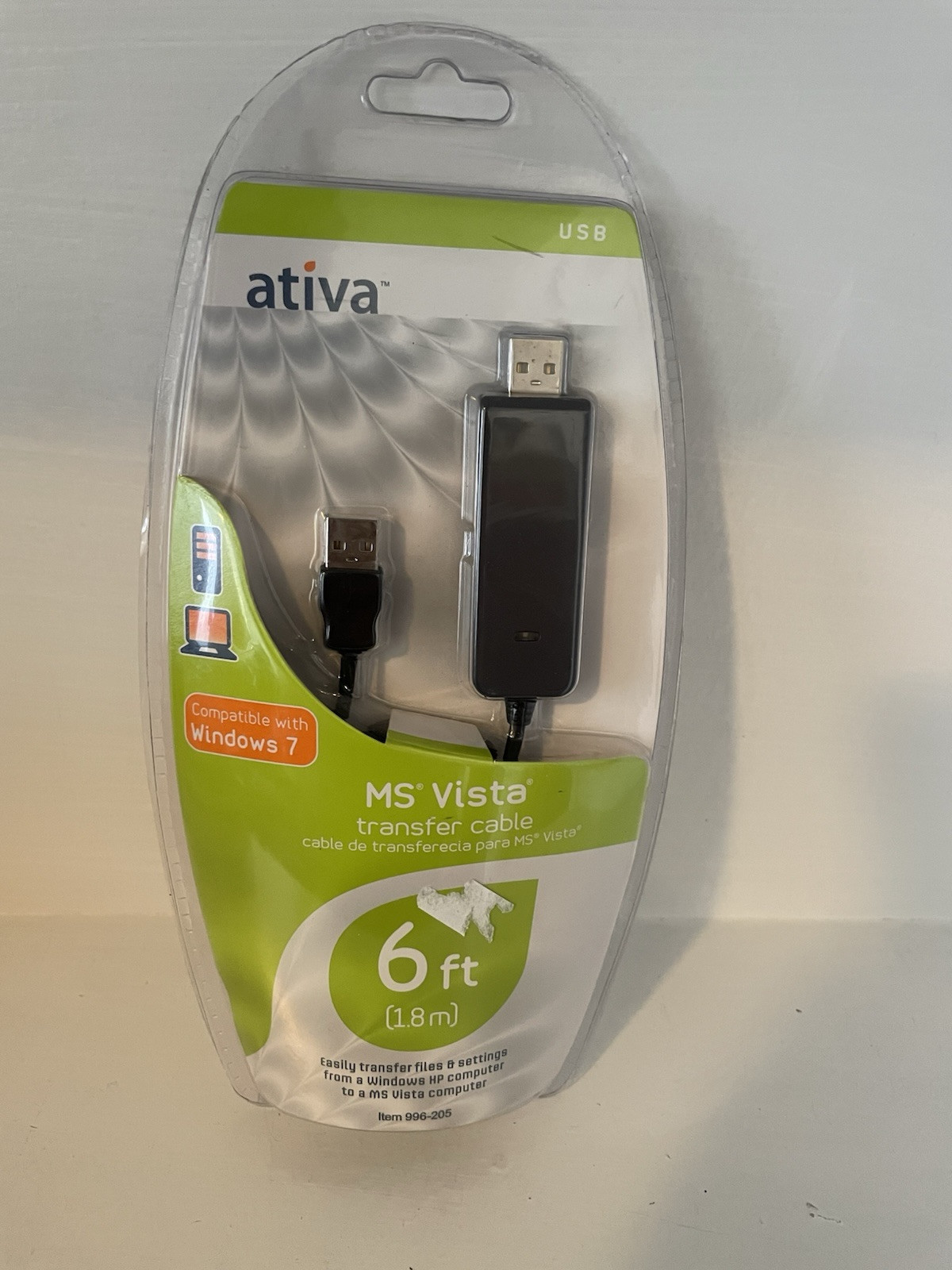 Ativa MS Vista 6' Ft USB Transfer Cable - Windows 7 Compatible - NEW