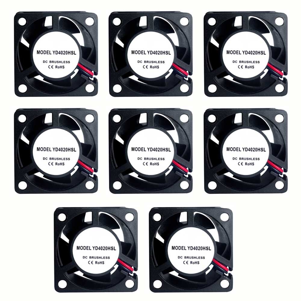 8Pcs DC 5/12/24V 2 Wire Silent PC Computer Case DC Cooling Fan 4020# 0.15-0.2A