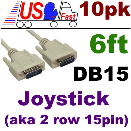 Lot10pack 6ft Joystick/Midi Sound Card/Game Port DB15 pin Male~M Cable/Cord/Wire