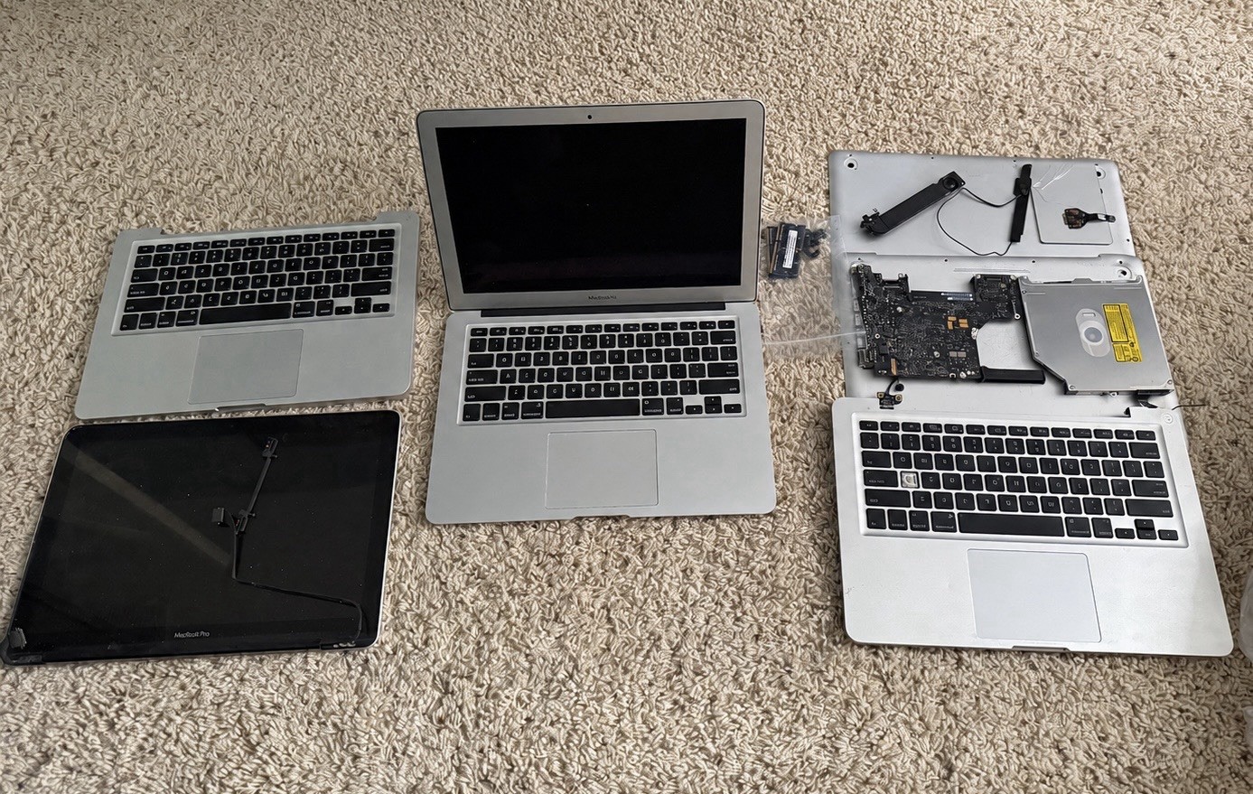 Lot of 3 Apple MacBooks for Parts/Repair – MacBook Air A1369 + 2 MacBook Pro
