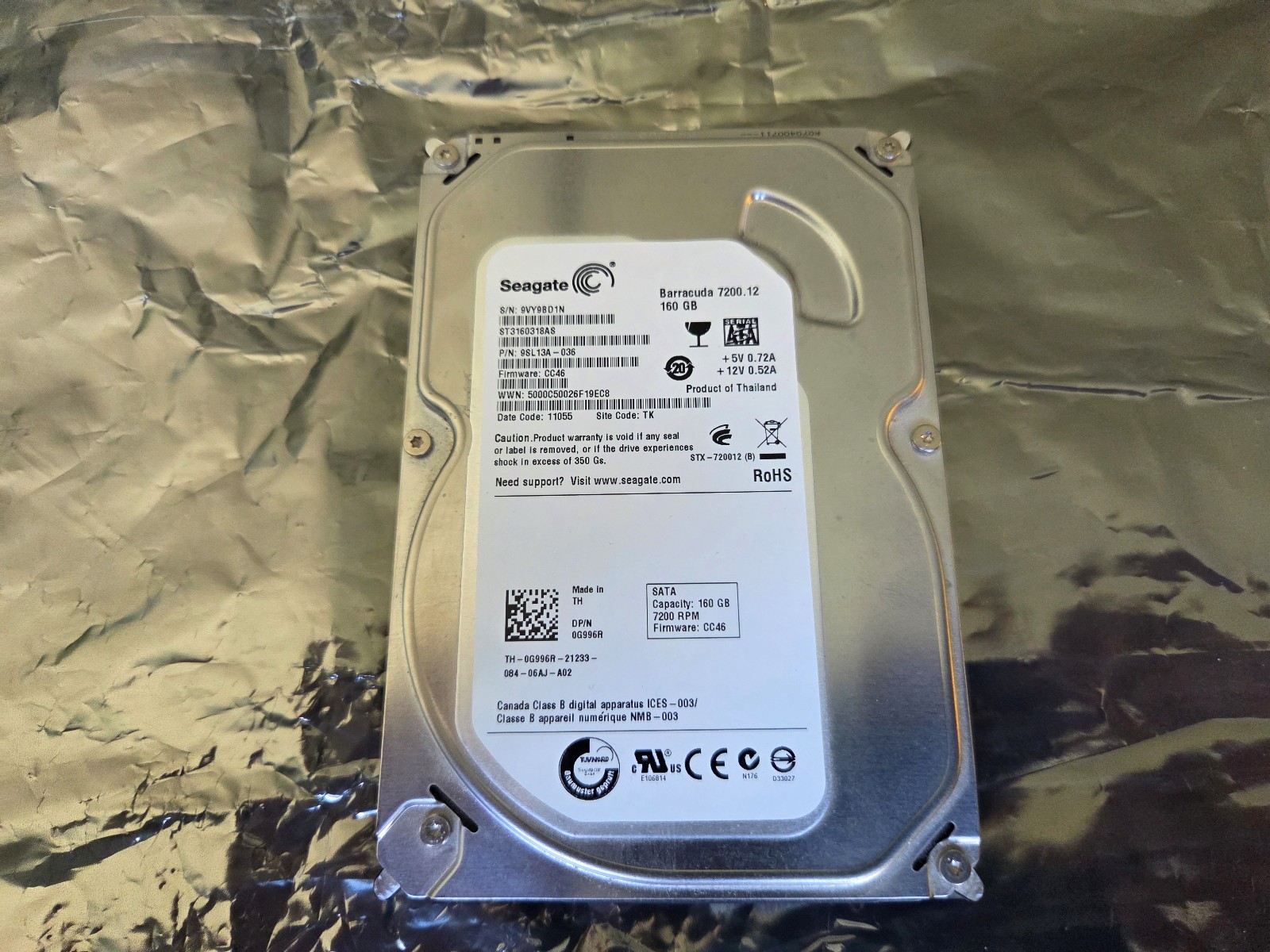 Seagate Barracuda ST3160318AS 160GB 3.5" 7200 RPM SATA Hard Drive Fully Tested