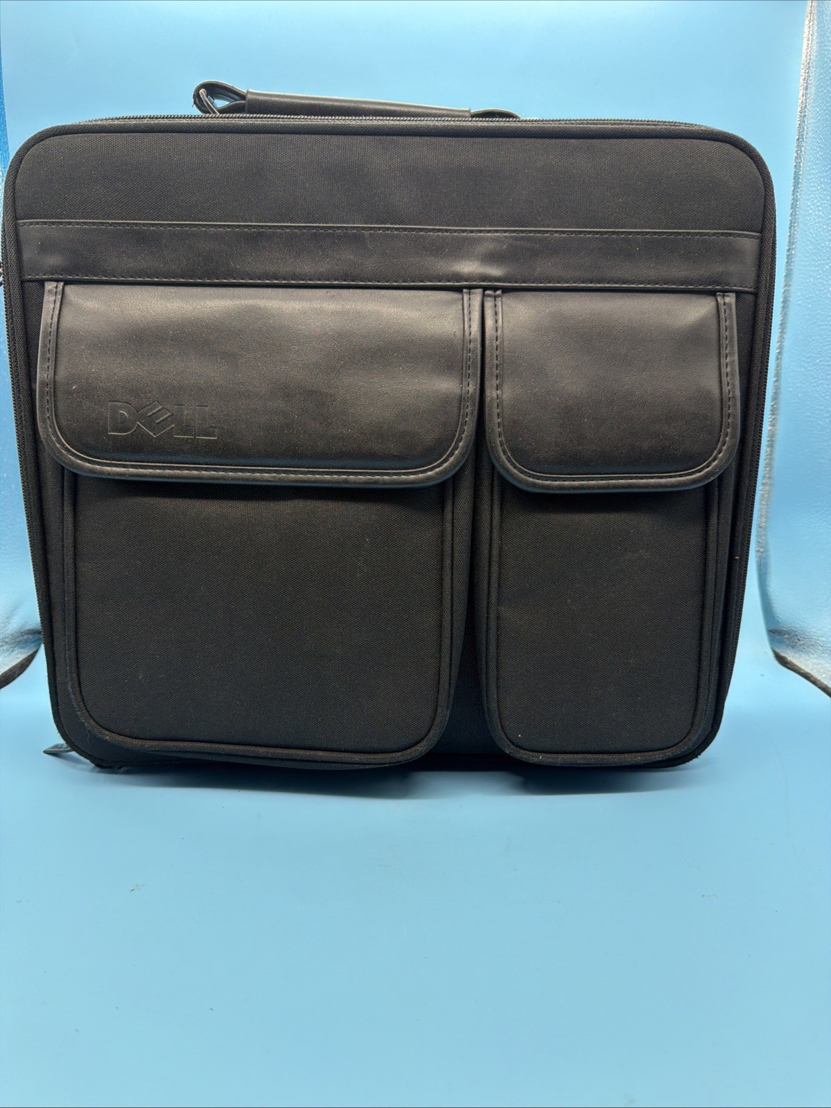 Dell BlackExecutive Leather And Nylon Briefcase Laptop Bag With Dividers