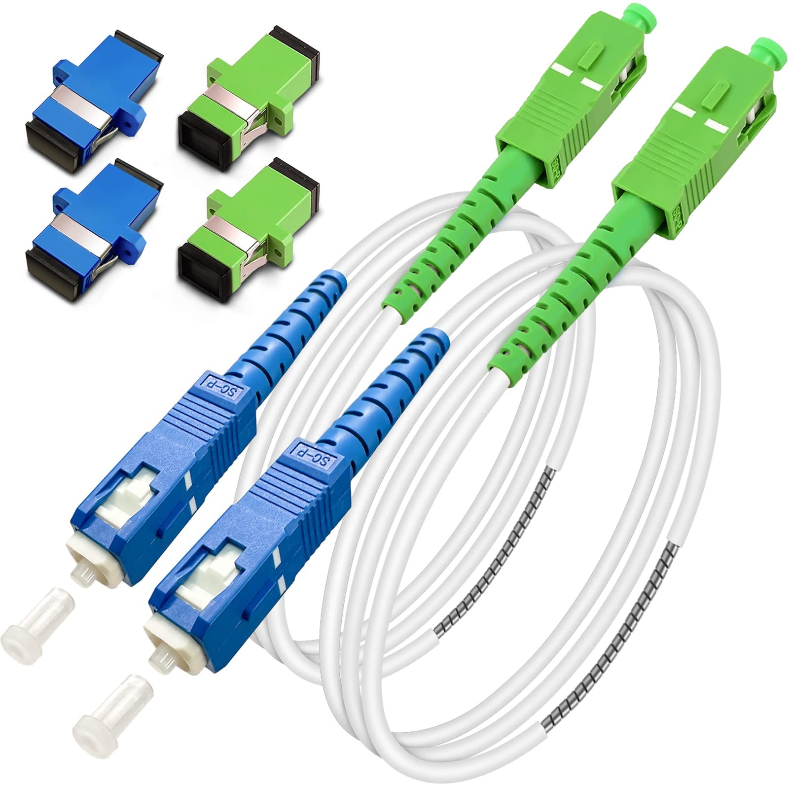 2-Pack 5m Armored SM SC/UPC to SC/APC Single Mode Fiber Optic Patch Cable