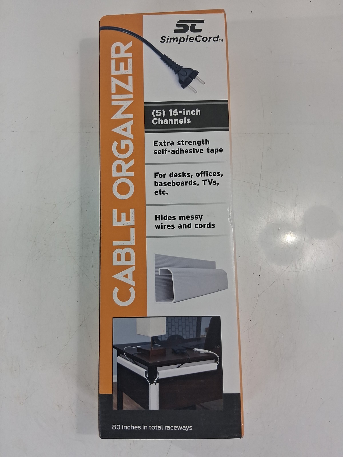 J Channel Cable Management Wire Organizer Cover Desk Office 16" Each 5Pack White