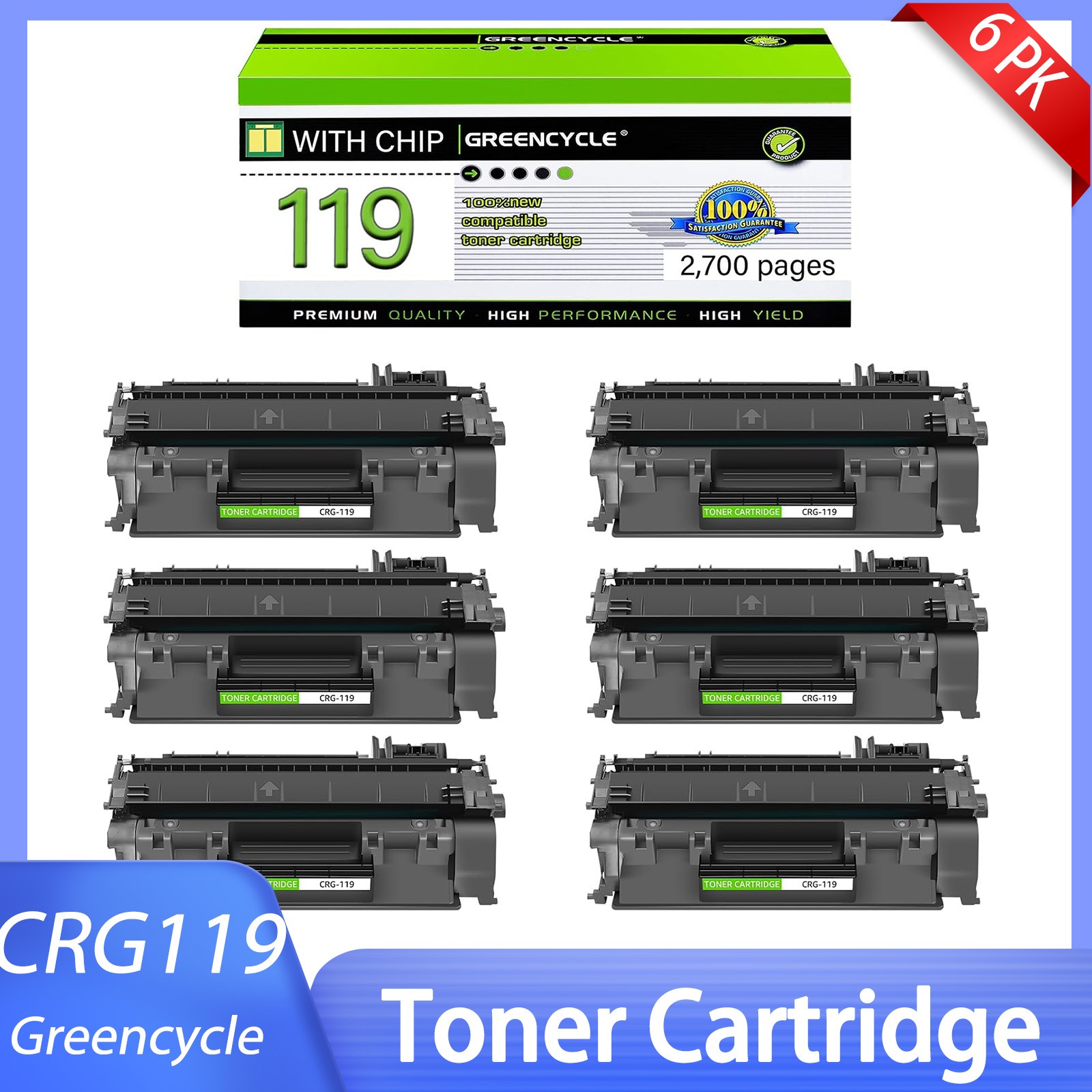 6*Fit For Canon CRG119 119 Toner Cartridge ImageClass MF5960dn MF6160dw MF6180dw