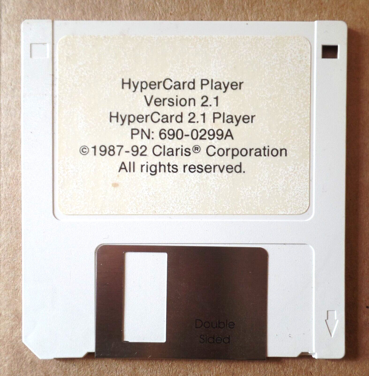 Vintage 1987-1992 CLARIS HyperCard Player Version 2.1 Disk