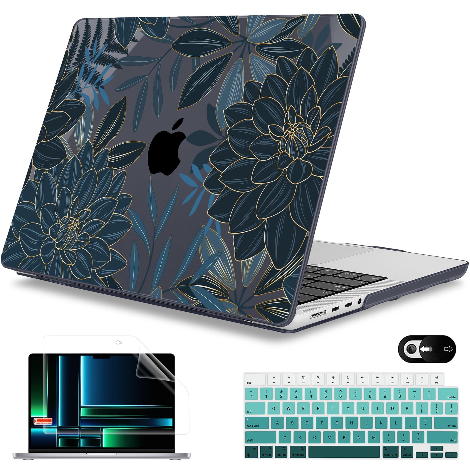 Mektron Case for MacBook Pro 14" 2026 M5 A3427 A3426 Dahlia Flower C035