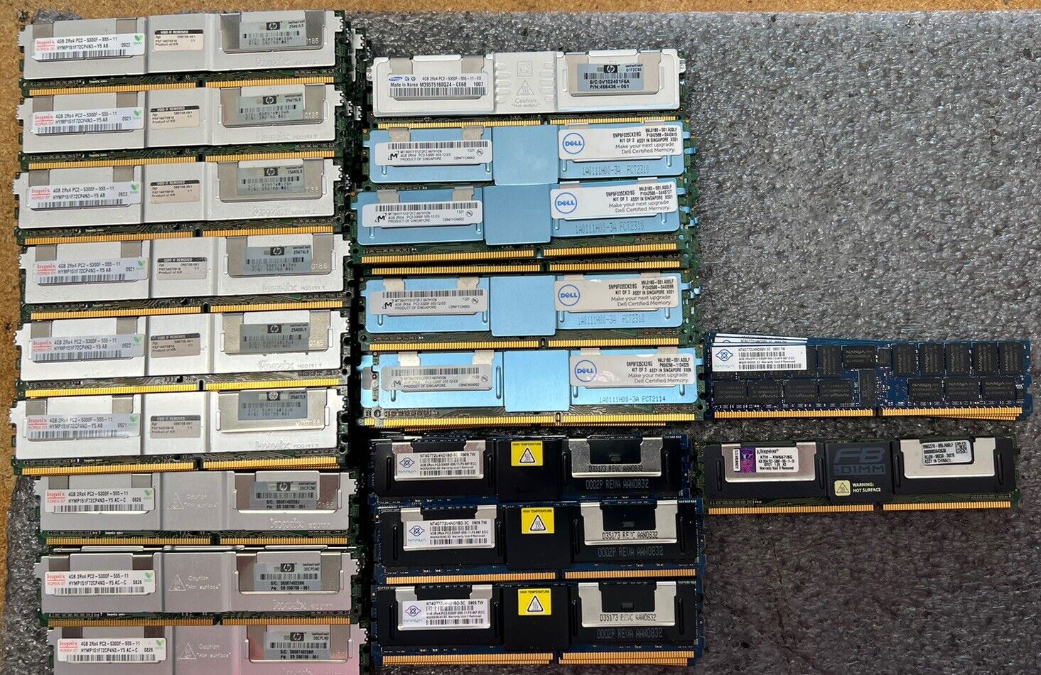 Lot of 70 4GB Mixed Branded 2Rx4 PC2-5300F-555-11 Fully Buffered ECC Memory/RAM