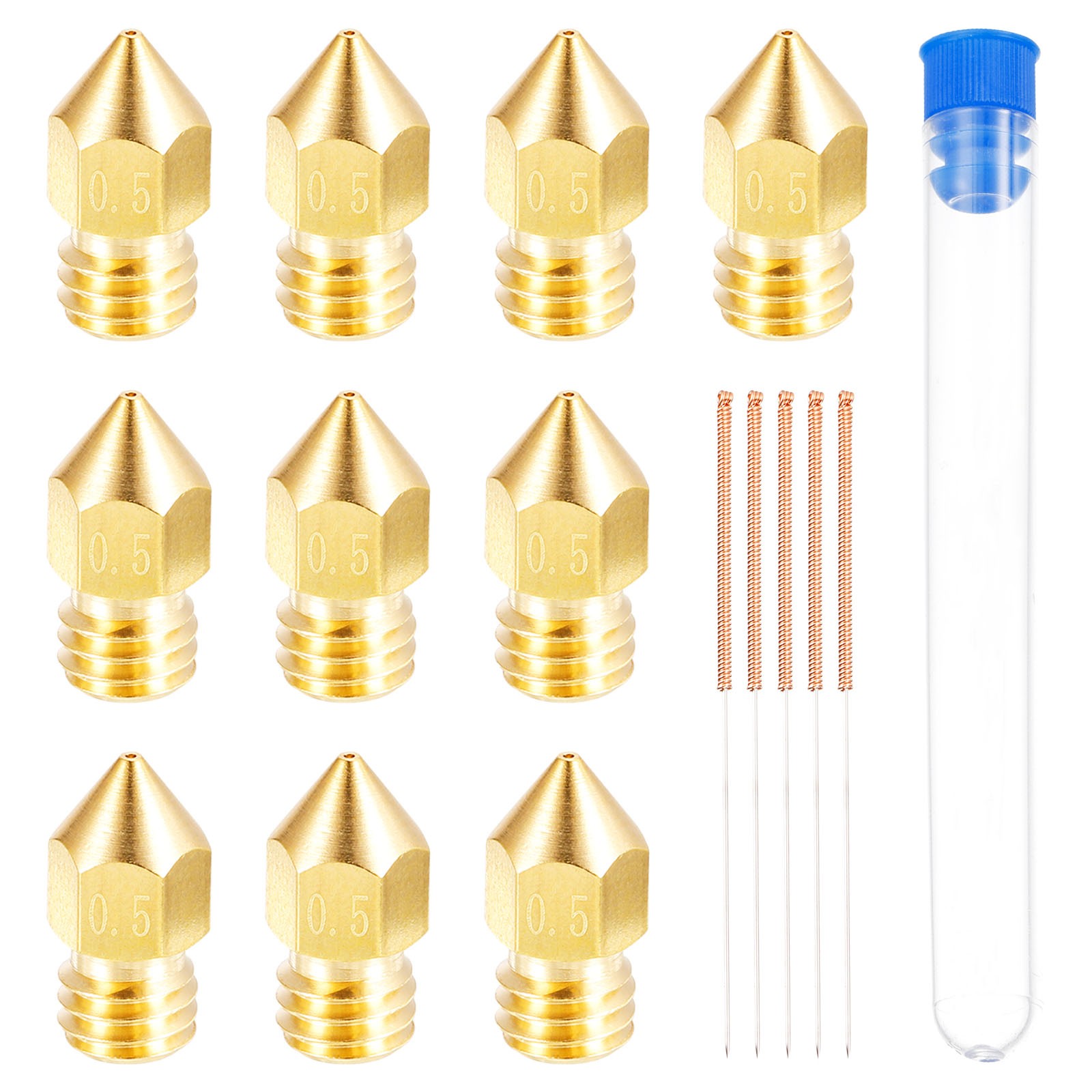 10Pcs 0.5mm 3D Printer Extruder Nozzles Head for 1.75mm Extruder Print Brass