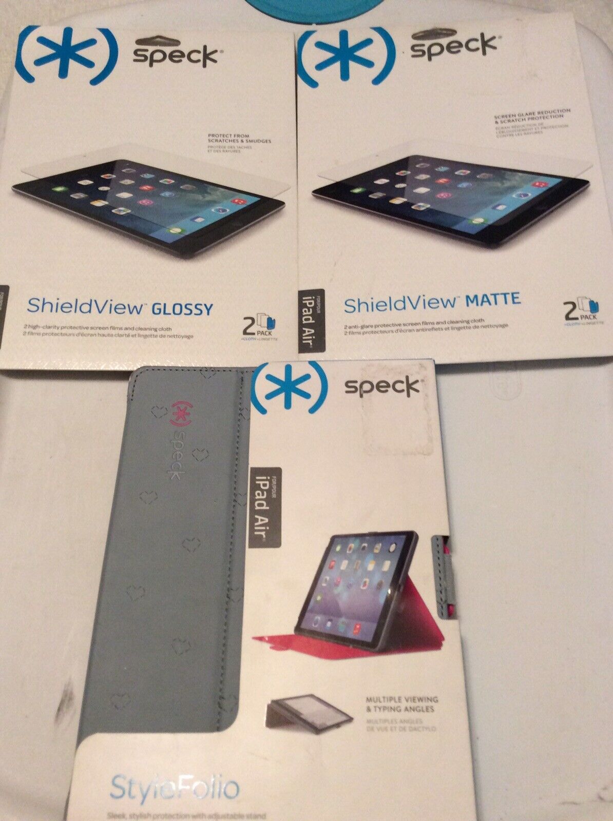 Authentic Speck StyleFolio Case Cover Lot iPad Air Plus Bonus 2 Packs ShieldView