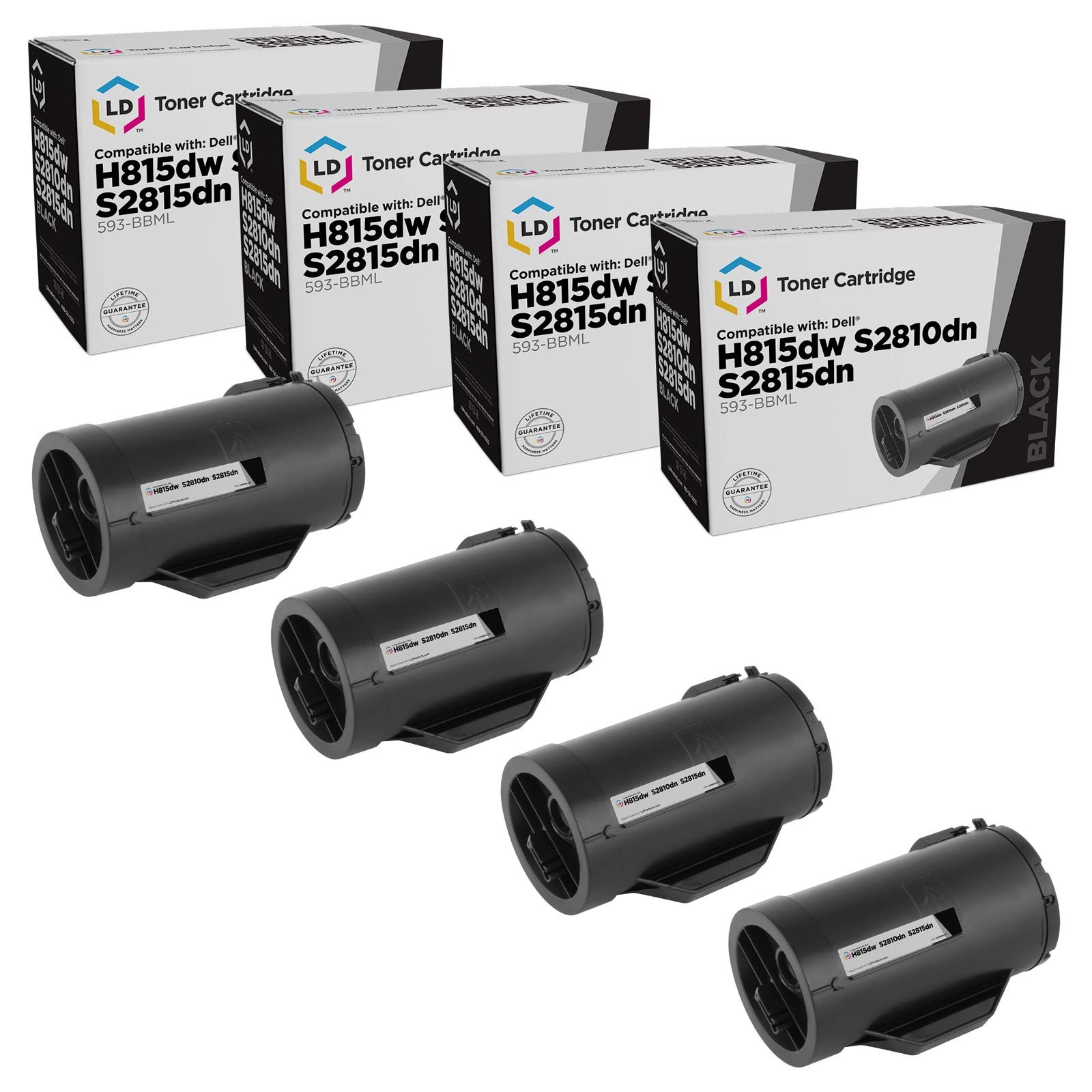 Compatible Toner Cartridge Replacement for Dell 593-BBML F9G3N (Black, 4-Pack)