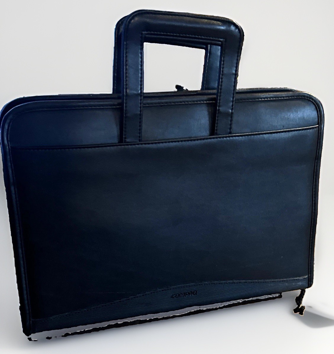 Compaq Black Synthetic Leather Padded Laptop Briefcase Case 15in 16x10x3