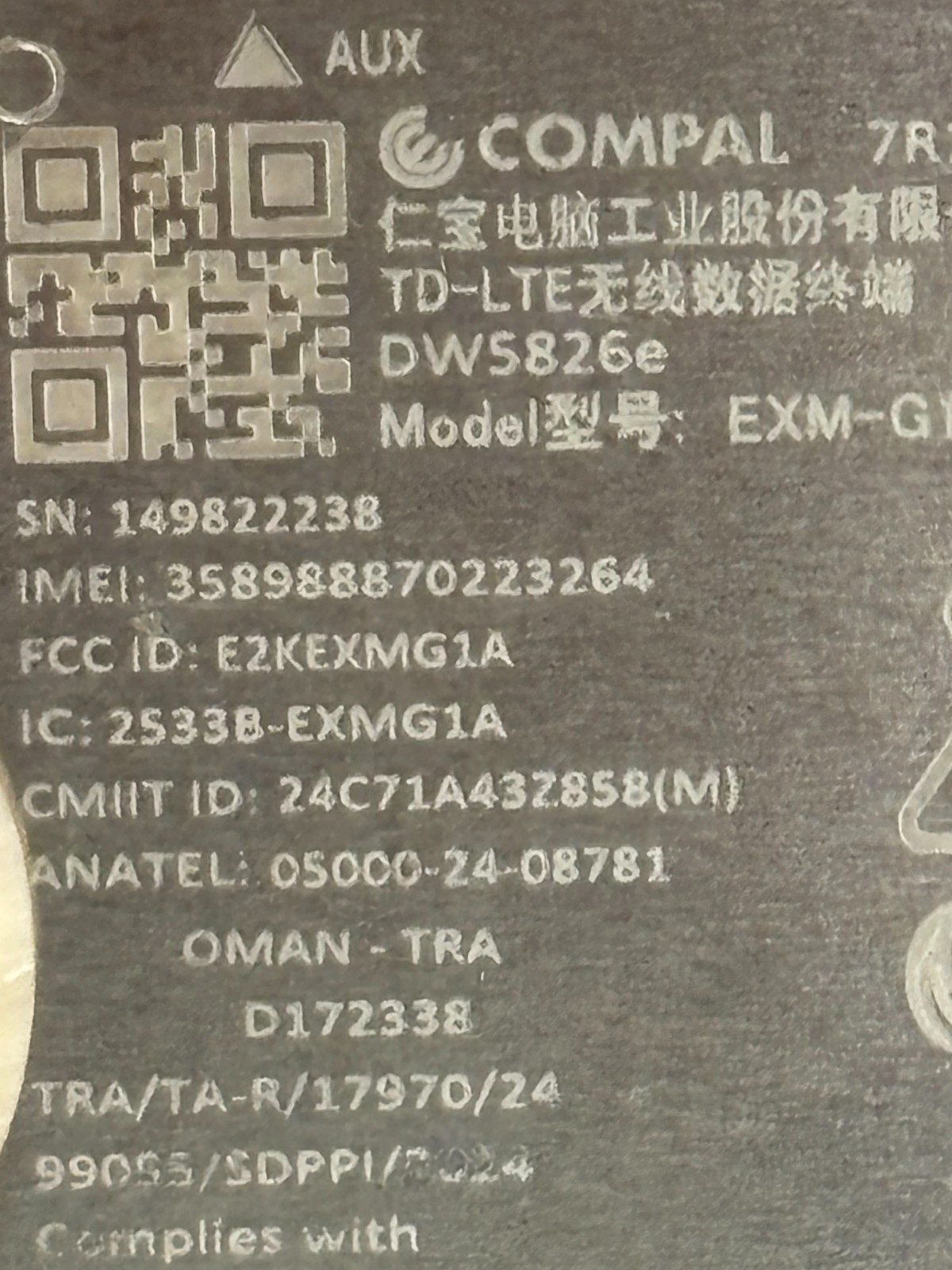 Snapdragon X12 4G LTE WWAN Card M.2 3042 DW5826e Mobile Broadband