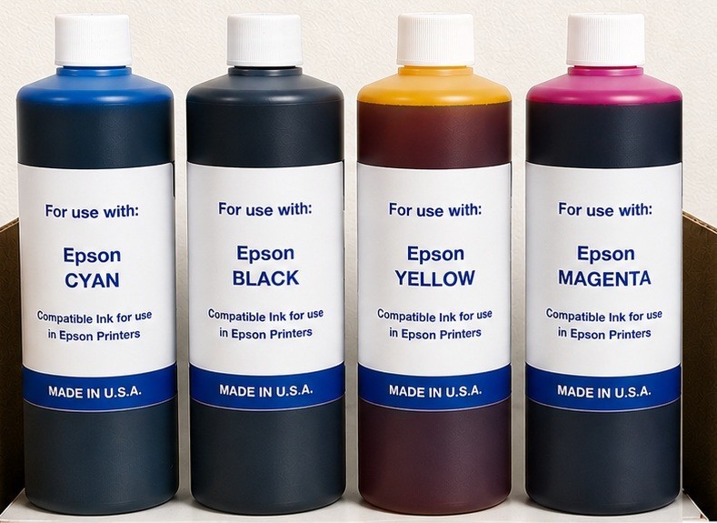 NEW PREMIUM BULK REFILL INK FOR EPSON ECOTANK PRINTERS  ( C-Y-M-K 4 LITERS )