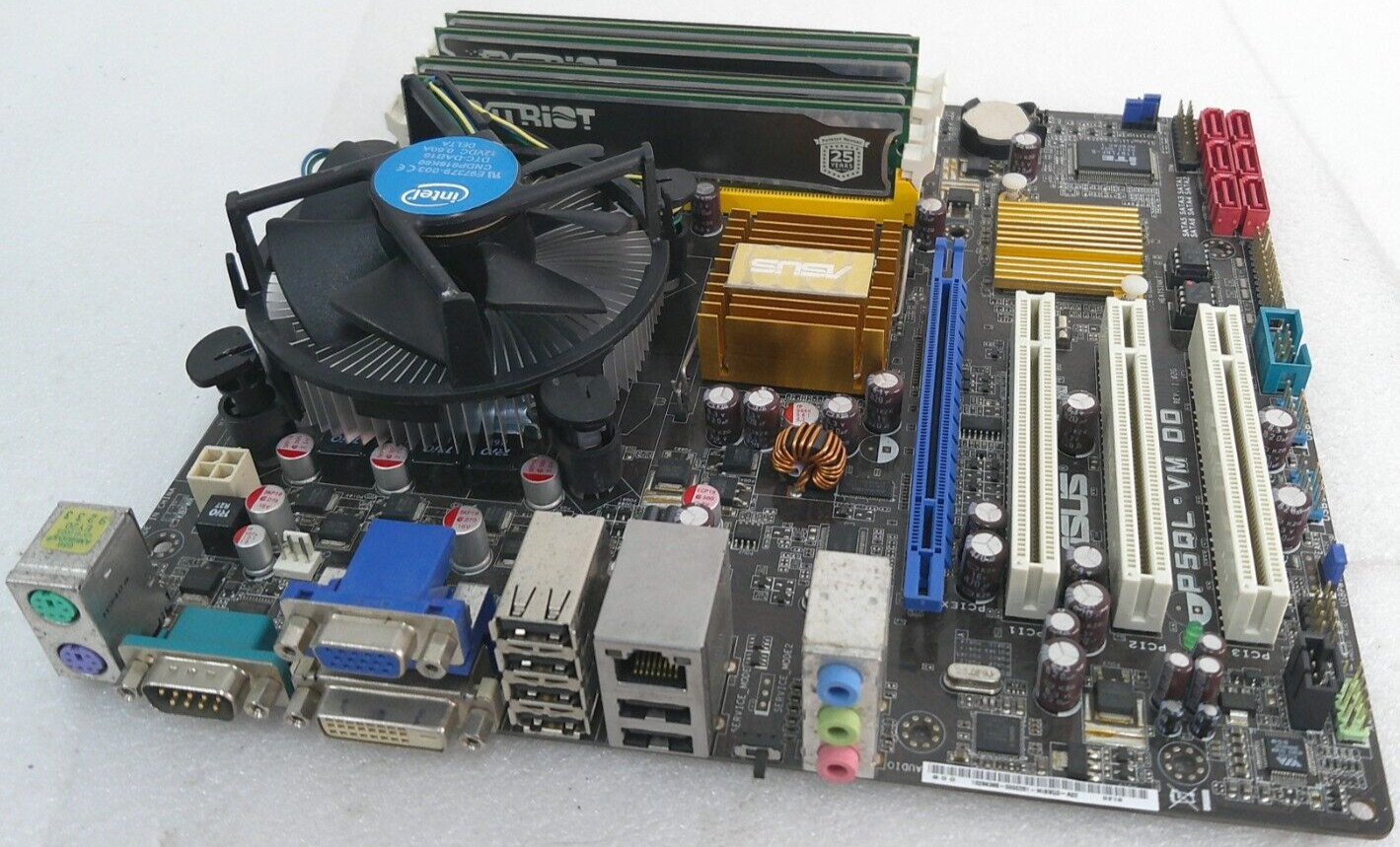 Asus P5QL-VM D0 Rev 1.02G MB W/ Intel SLGYY CPU, Heatsink, Fan & 8GB DDR2