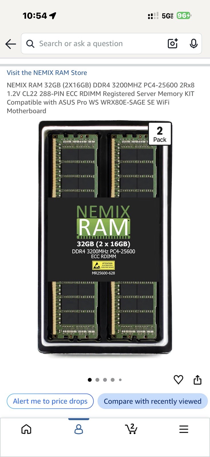 NEMIX RAM 32GB (2X16GB) DDR4 3200MHZ SODIMM, Black