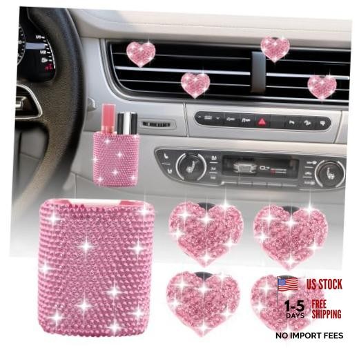 4PCS Car Vent Clips & Chapstick Holder for Car with Rhinestone