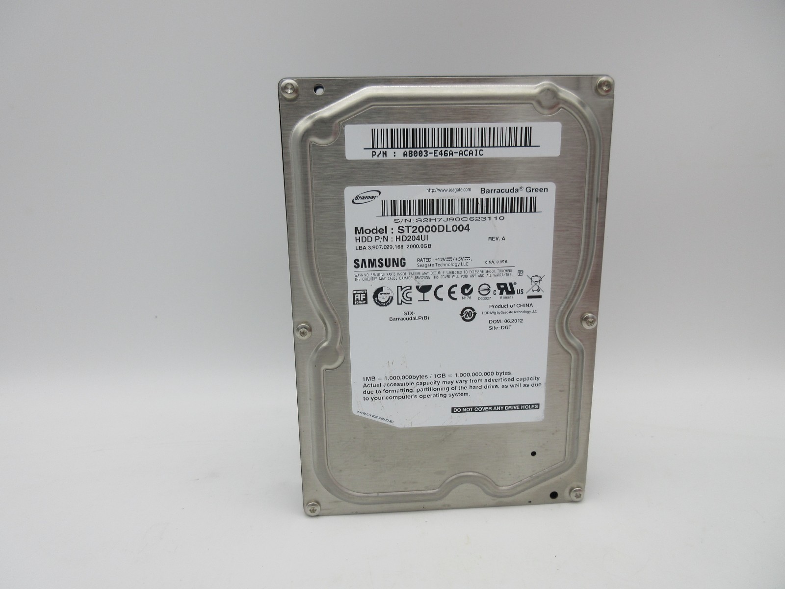 Seagate 2TB Model ST2000DL004 SATA HDD Hard Drive Samsung HD204UI WORKING PULL