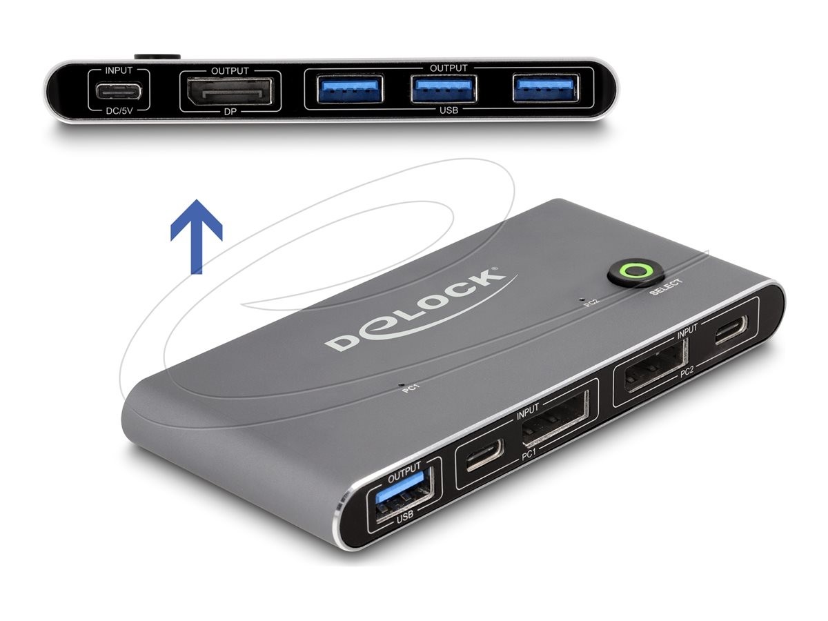 Delock DisplayPort KVM Switch 8K 30Hz with USB 5Gbps Kvm Switch 18646