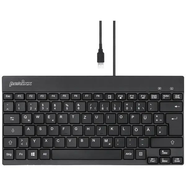 Perixx 11666 PERIBOARD-426 DE USB German Keyboard, QWERTZ Black
