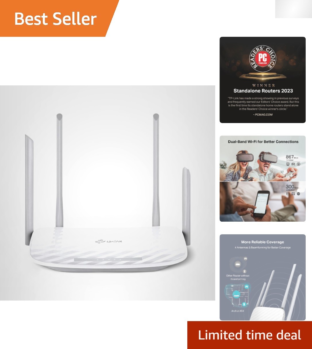 EasyMesh Compatible AC1200 WiFi Router with Parental Controls & Guest Mode