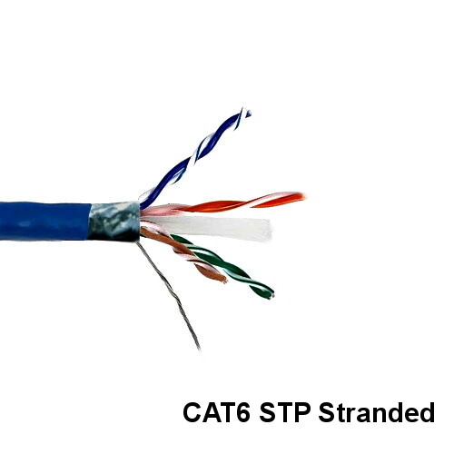Kentek Blue 1000ft CAT6 STP Stranded Bulk Cord 24AWG Copper Pure Copper PVC RJ45