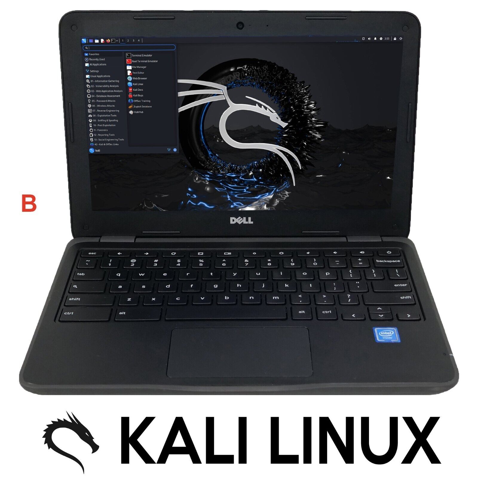 Kali Linux Dell 3180 11.6 Celeron N3060 1.6 GHz 4GB 32 GB eMMC Laptop HD - B