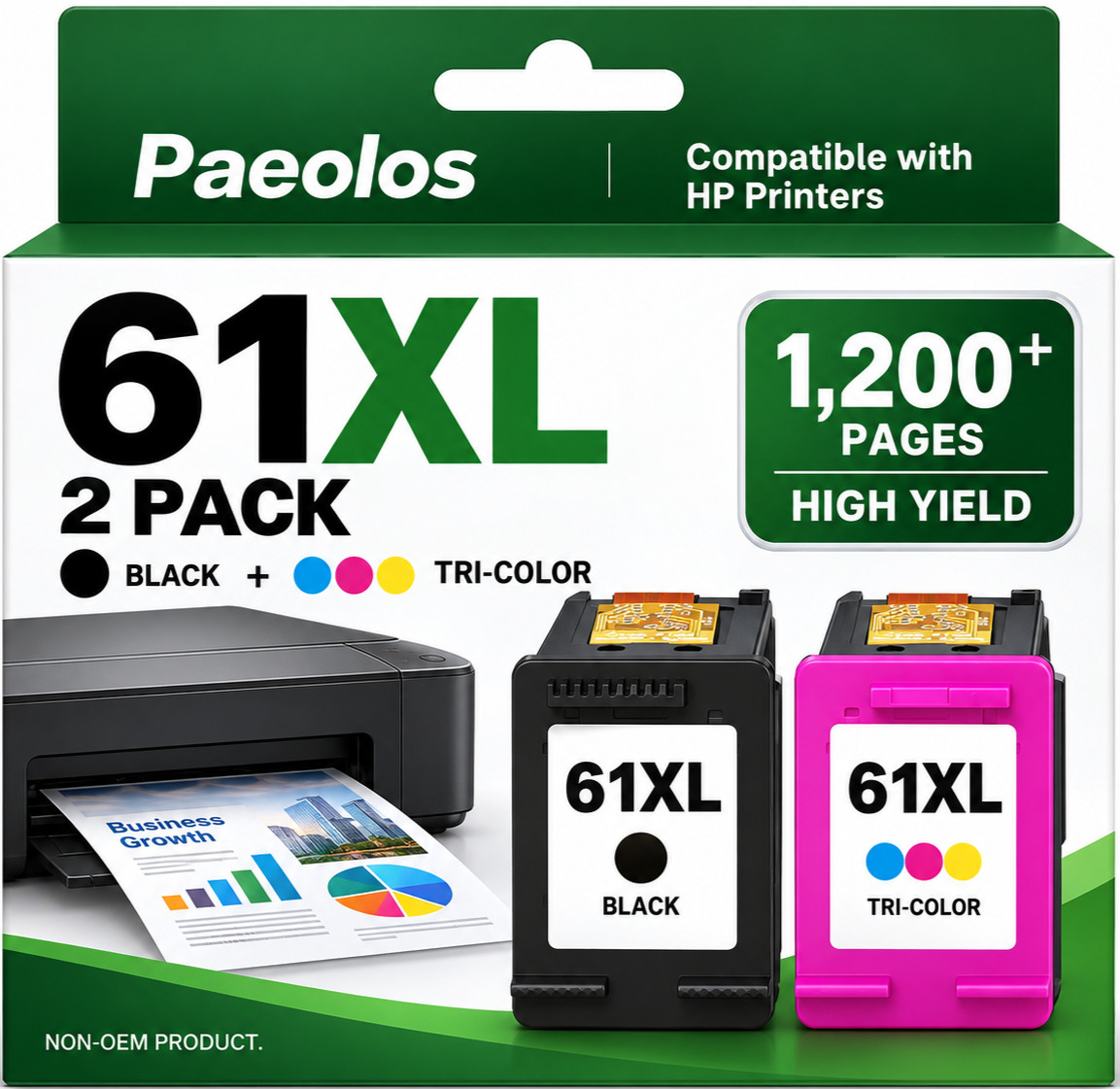 61XL Ink Cartridge Combo Pack for HP Ink 61 Works with HP Envy 4500 5530 Printer