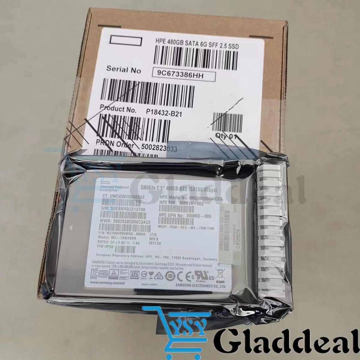 1PC FOR HPE 480GB Mixed Use SATA3 SSD Drive Gen10 SFF Hot Swap P18432-B21