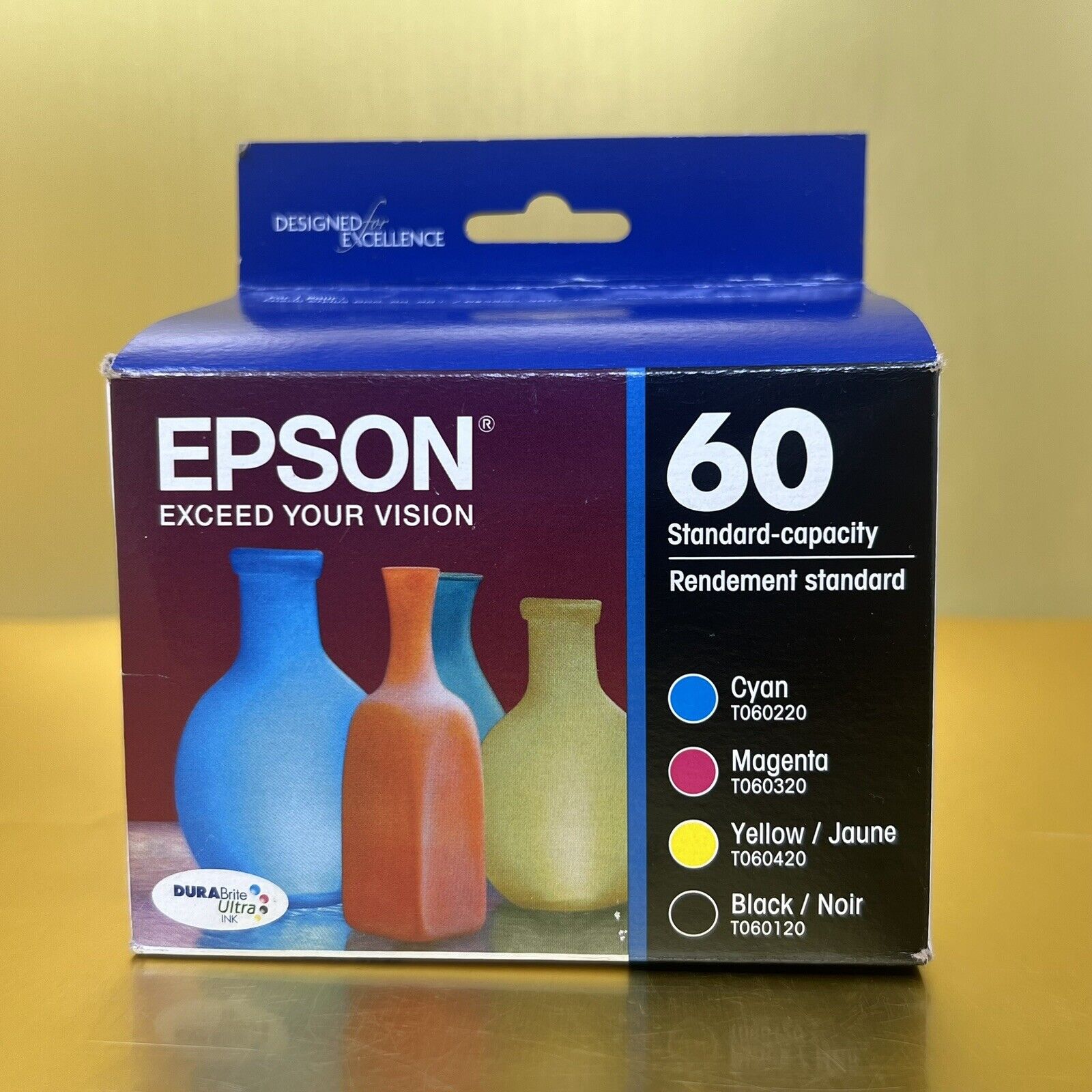 Genuine Epson 60 Cyan Magenta Yellow Black Color Ink Cartridges Dated 01/ 2020