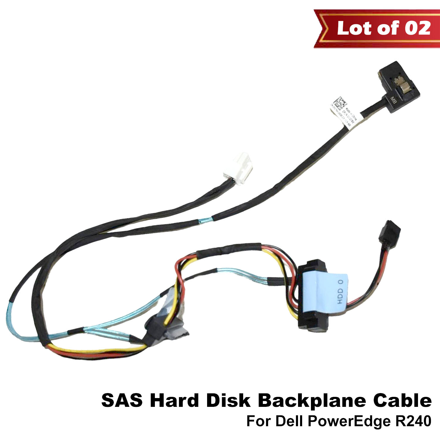 Lot of 2 Dell PowerEdge R240 SAS/SATA Hard Disk Backplane Cables VG7KV 02KN4G