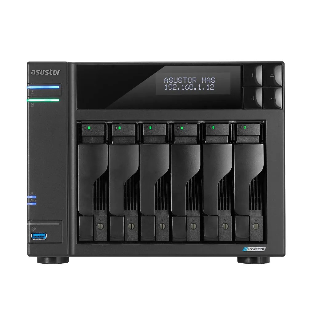 ASUSTOR GEN2+ 6-BAY NAS 3.5"/2.5"(0/6) QC-2.0GHz 8GB M.2(4) 5GbE(2) PCIe TWR 3YR