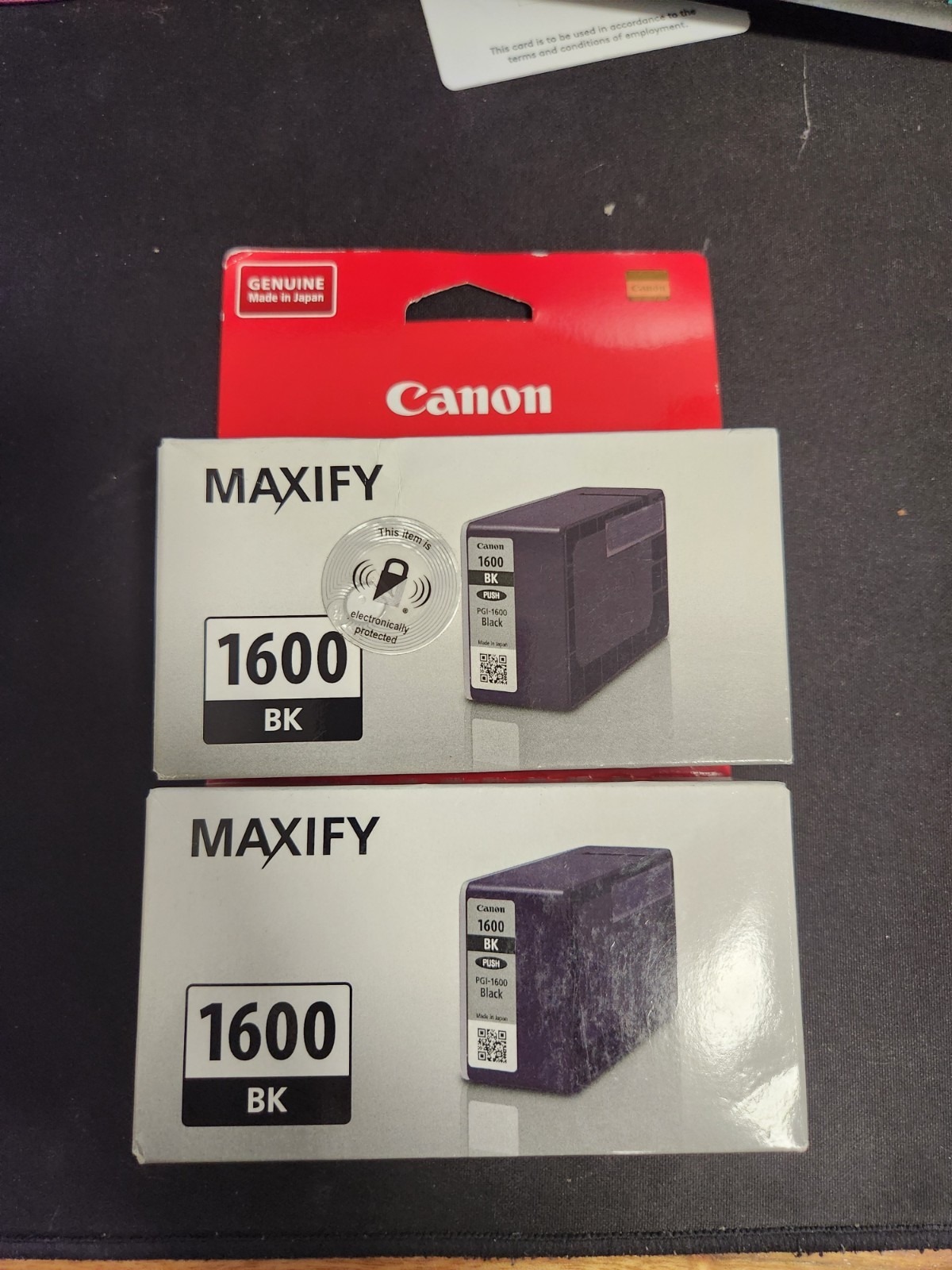 2x Canon Genuine PGI-1600-BK BLACK Ink- MAXIFY MB2060/MB2160/MB2360/MB2760