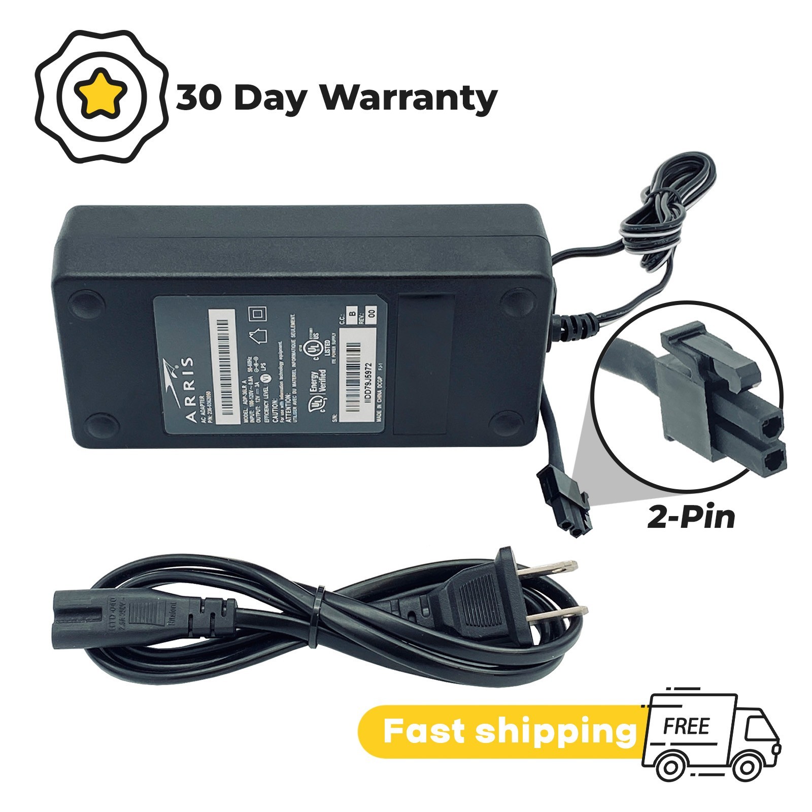 Adapter For FORTINET FortiGate FG-80E FG-81E FG-81F AC Power Supply 2-Pin Plug