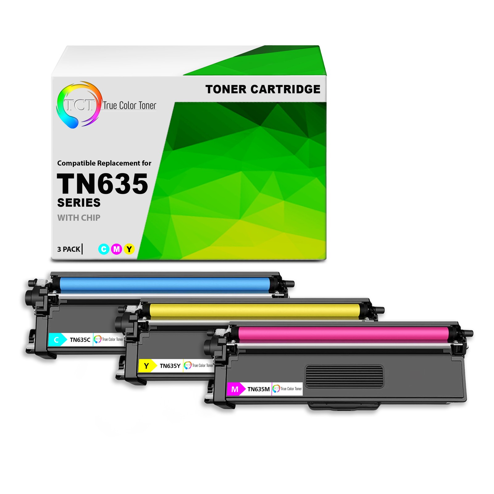 TCT Compatible CMY Toner Cartridge Replacement for Brother TN635 – 3-Pack