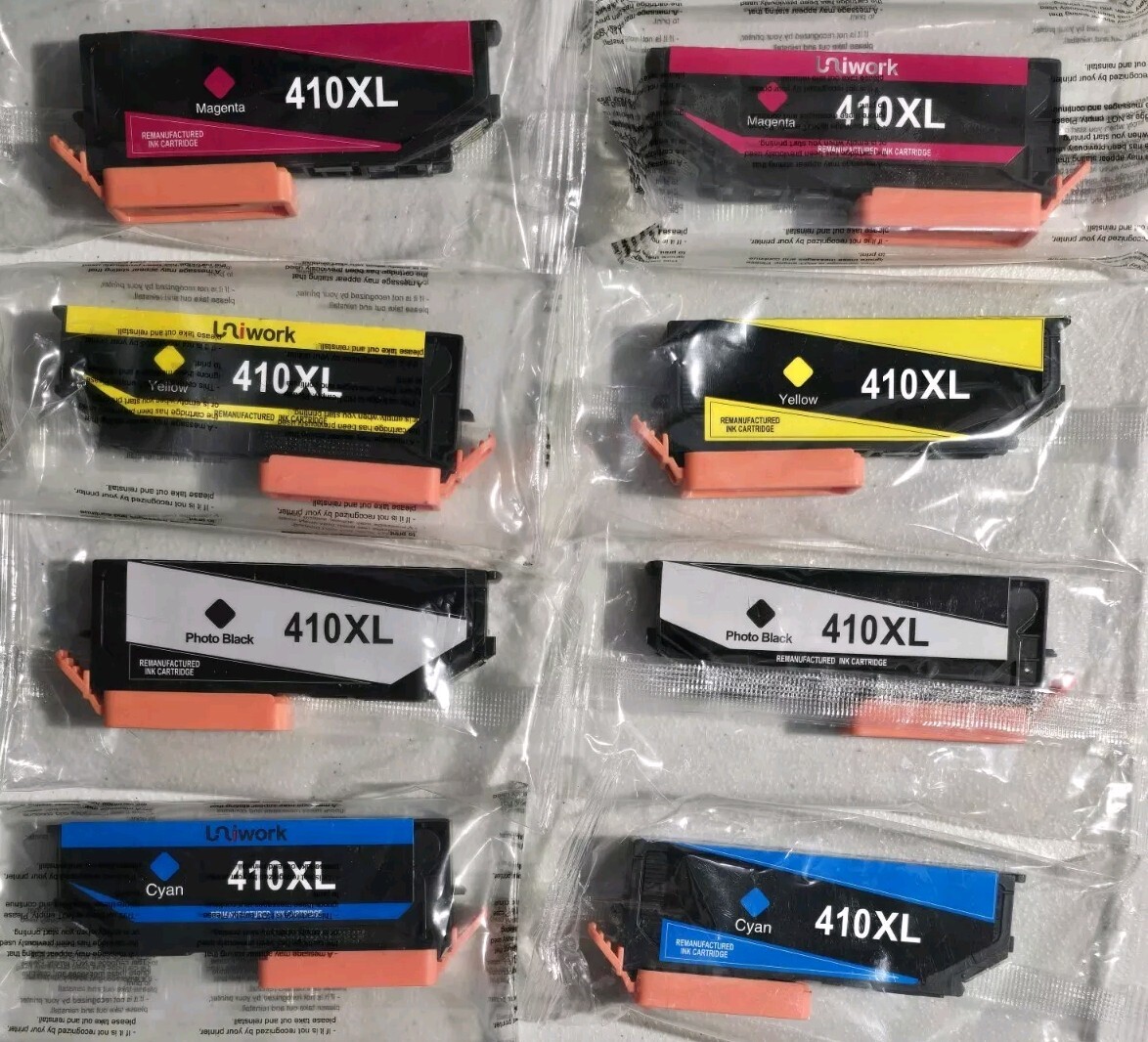 410XL Printer Ink Cartridge Lot Of 8, Uniwork Ink Cartridges