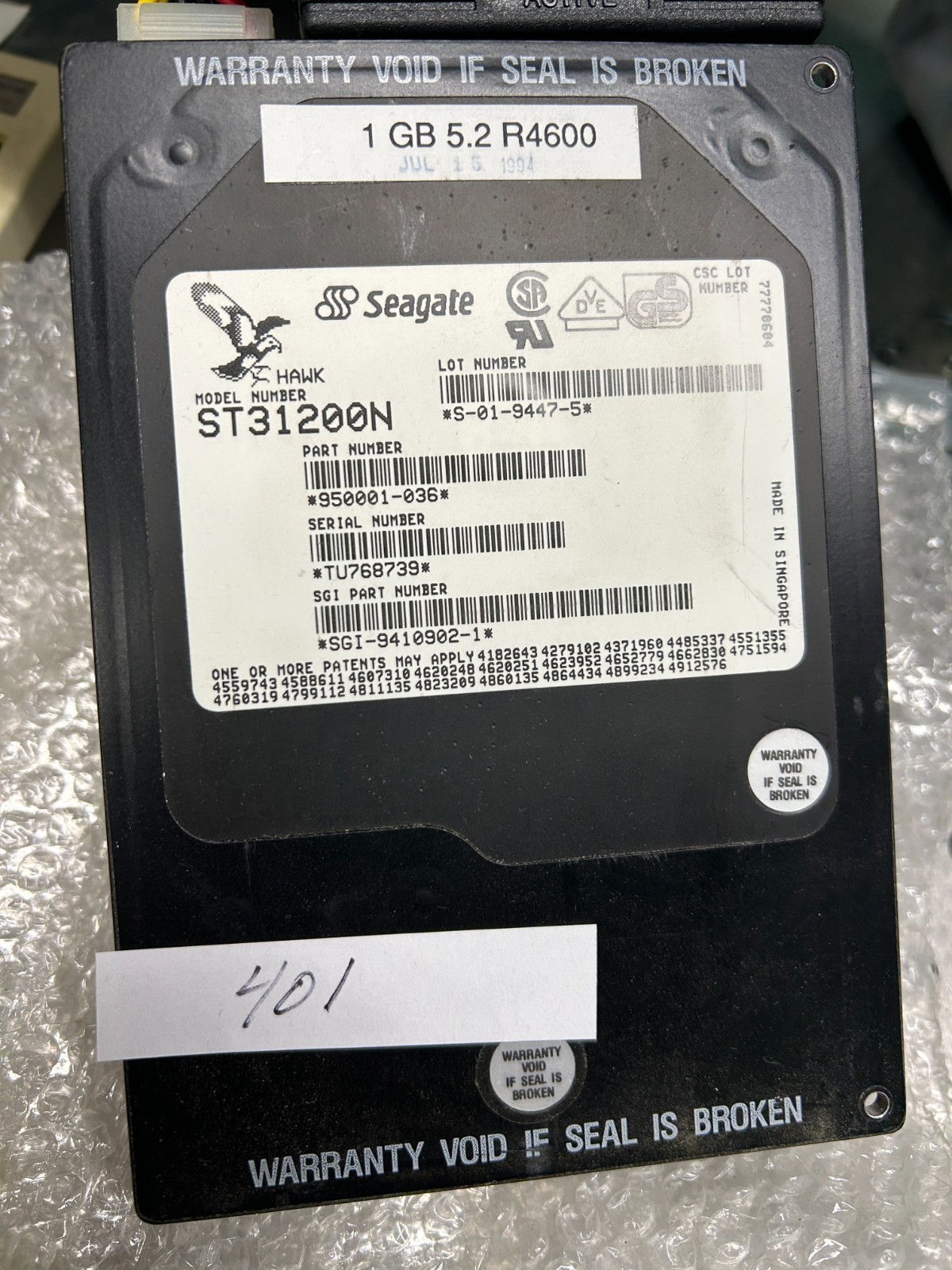 Tested - SGI Seagate Hawk ST31200N 1GB 3.5" 50-Pin SCSI HDD SGI 9410902-1