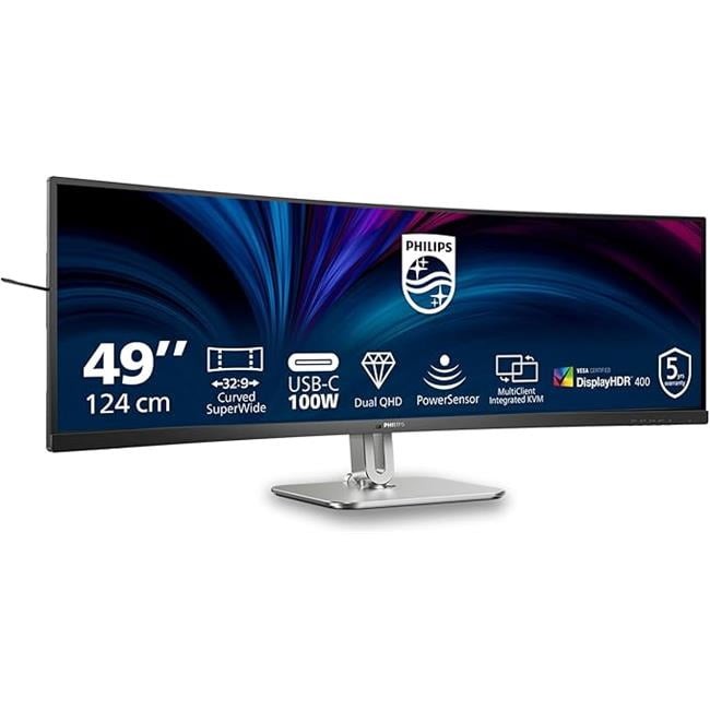Philips 49B2U5900C 49" Curved DQHD LED Monitor - Silver