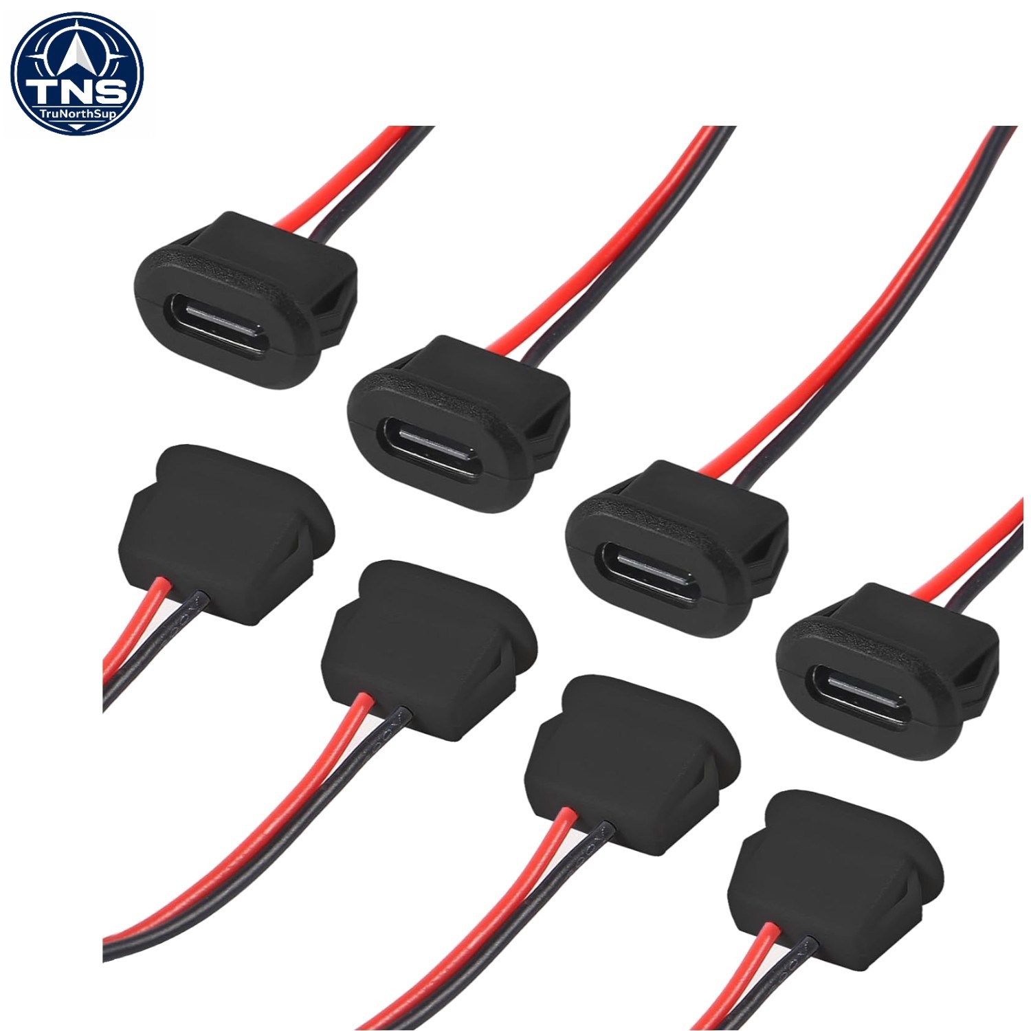 8pcs USB C Female to 2 Pin Bare Wire Extension Cable Waterproof Solder Wire P...