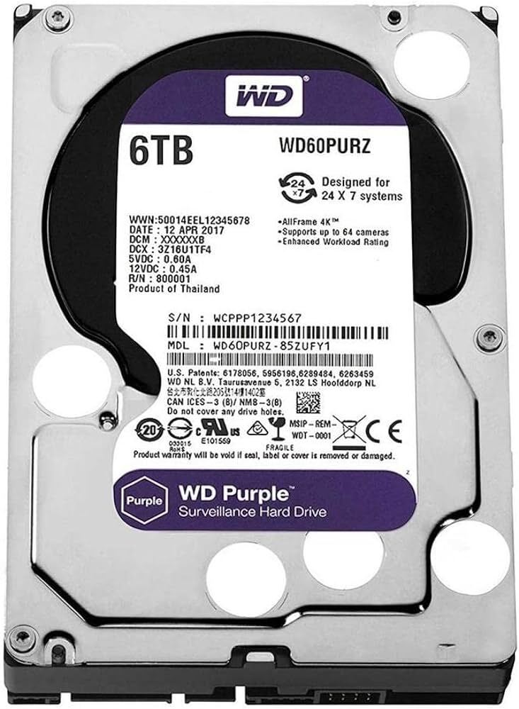 Western Digital WD60PURZ 6TB SATA 6Gbps 3.5" HDD WD Purple Enterprise FOR PARTS
